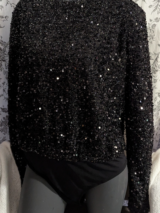 Flying Tomato Tops - Flying Tomato Black Sequin Bodysuit